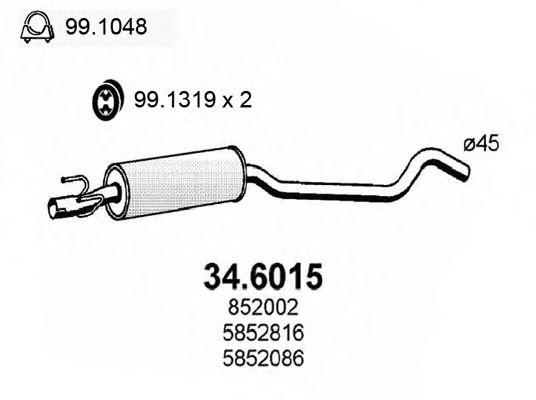 Toba esapament intermediara OPEL CORSA B (73, 78, 79) (1993 - 2002) ASSO 34.6015 piesa NOUA