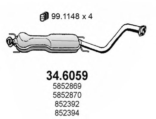 Toba esapament intermediara OPEL VECTRA B Hatchback (38) (1995 - 2003) ASSO 34.6059 piesa NOUA