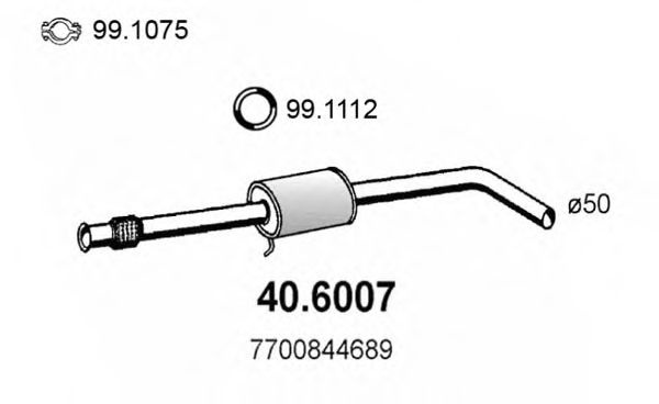 Toba esapament intermediara RENAULT MEGANE I (BA0/1) (1995 - 2004) ASSO 40.6007 piesa NOUA