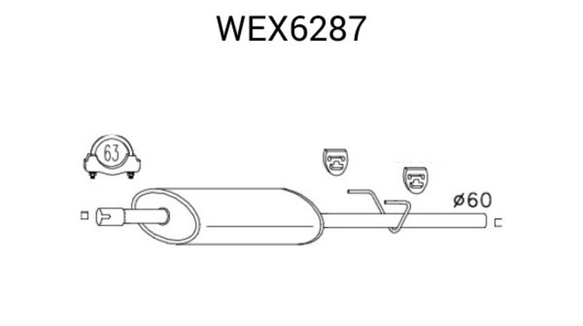 Toba esapament intermediara VW LT II platou / sasiu (2DC, 2DF, 2DG, 2DL, 2DM) (1996 - 2006) QWP WEX6287 piesa NOUA