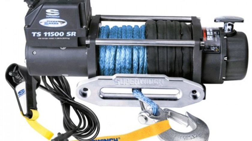 troliu Superwinch Tiger Shark 11500 lbsl (trage 5216 kg) cablu sintetic