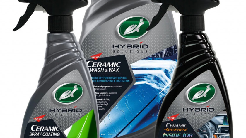 Turtle Wax Hybrid Solutions Sampon Auto Cu Ceara 1.42L TW FG53589 + Turtle Wax Hybrid Solutions Ceramic Ceara Auto Lichida 500ML TW FG53591 + Turtle Wax Hybrid Solutions Ceramic + Graphene Solutie Intretinere Interior 500ML AMT70-224