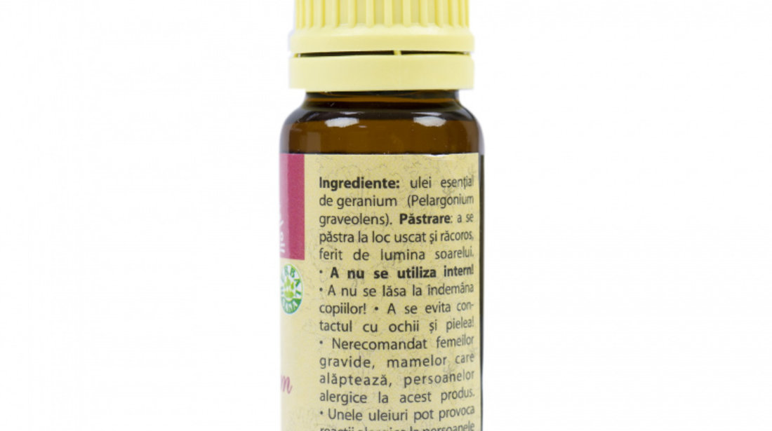 Ulei esential de Geranium (Aetheroleum geranii) 100% pur fara adaos, 10 ml PNI-UGE-10