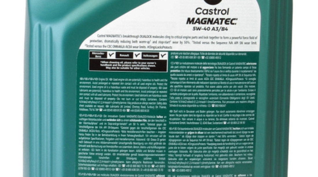 Ulei Motor Castrol Magnatec 5W-40 A3/B4 5L 15F64B