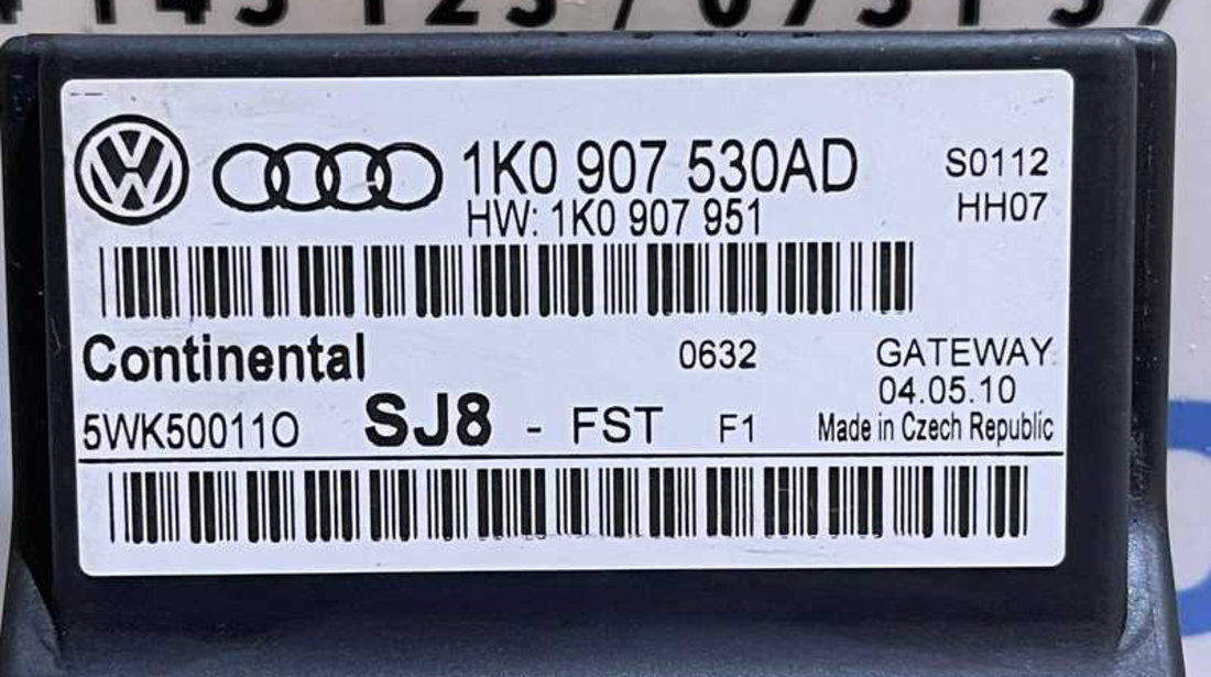 Unitate Modul Calculator CAN Gateway Audi A3 8P 2004 - 2013 Cod 1K0907530AD 1K0907951