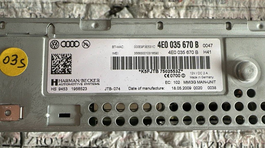 Unitate Multimedia MMI Audi A6 C6 Avant Quattro 2009 - 2011 cod: 4E0035670B