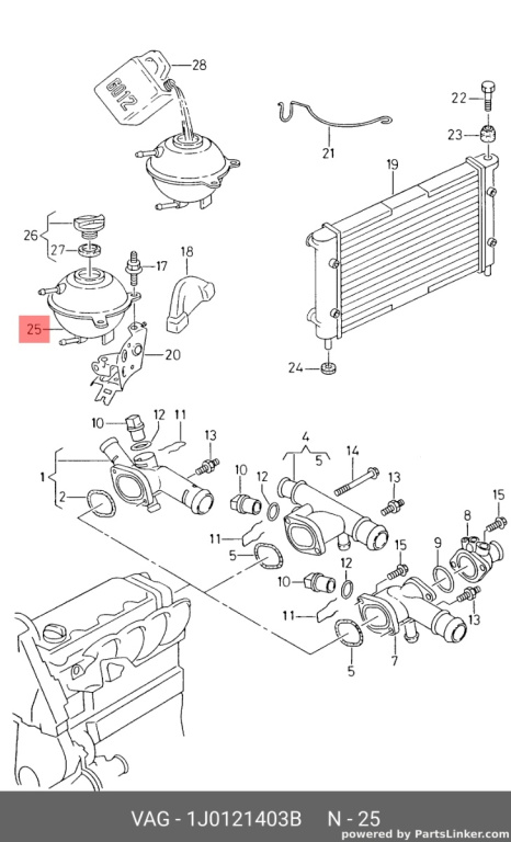 Vas expansiune VW Golf 4 2001 2002 Hatchback OEM 1J0121403B