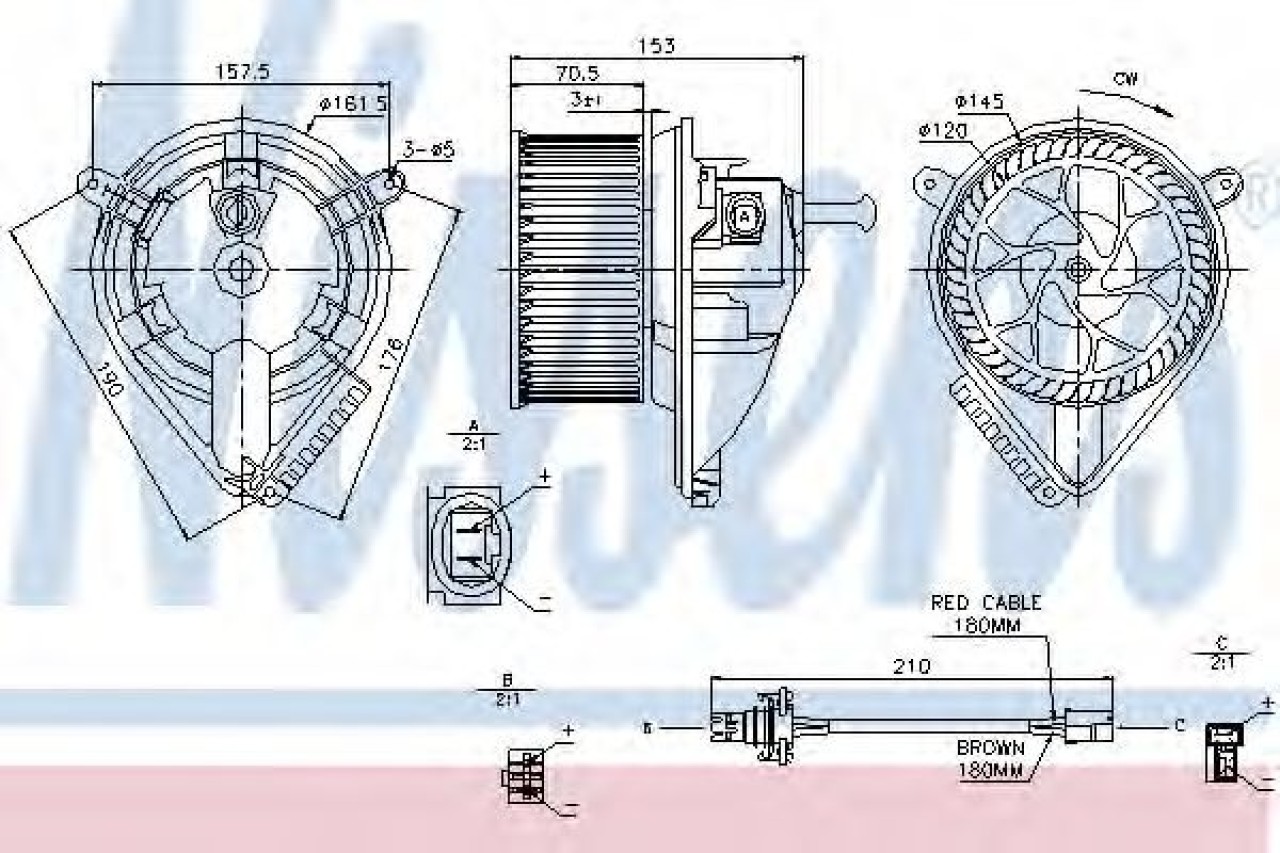 Ventilator, habitaclu MERCEDES SPRINTER 3-t platou / sasiu (903) (1995 - 2006) NISSENS 87039 piesa NOUA