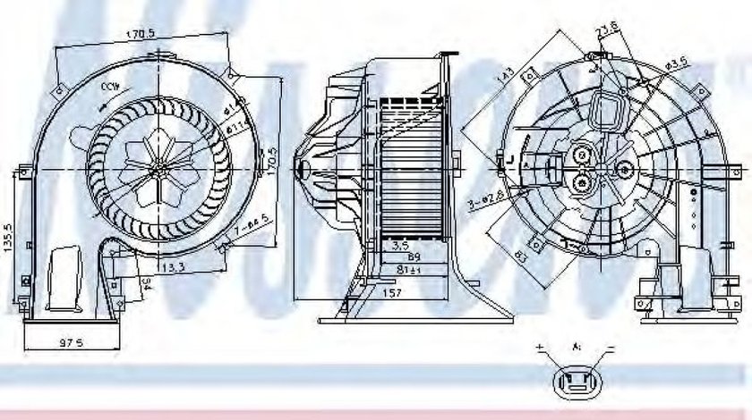 Ventilator, habitaclu SAAB 9-3 (YS3F) (2002 - 2016) NISSENS 87025 piesa NOUA