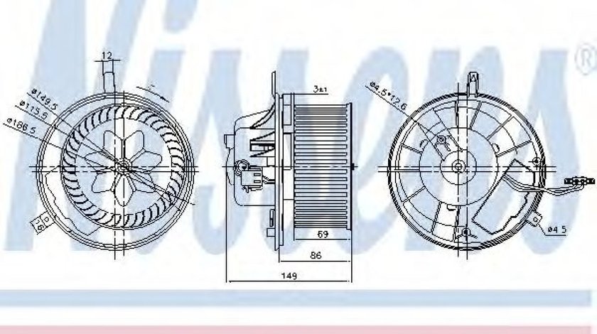 Ventilator, habitaclu VW GOLF VI Variant (AJ5) (2009 - 2013) NISSENS 87032 piesa NOUA