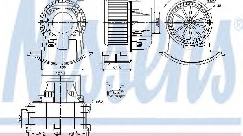 Ventilator, habitaclu VW MULTIVAN V (7HM, 7HN, 7HF, 7EF, 7EM, 7EN) (2003 - 2015) NISSENS 87033 piesa NOUA