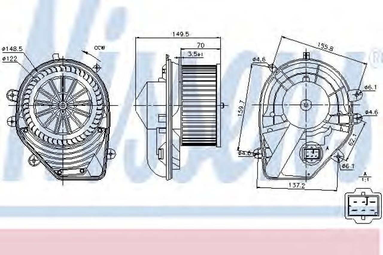 Ventilator, habitaclu VW PASSAT Variant (3B5) (1997 - 2001) NISSENS 87060 piesa NOUA