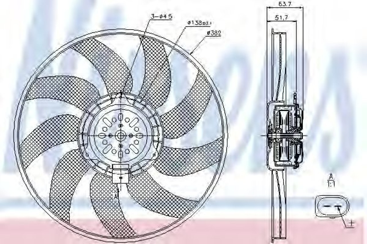 Ventilator, radiator AUDI A5 (8T3) (2007 - 2016) NISSENS 85728 piesa NOUA