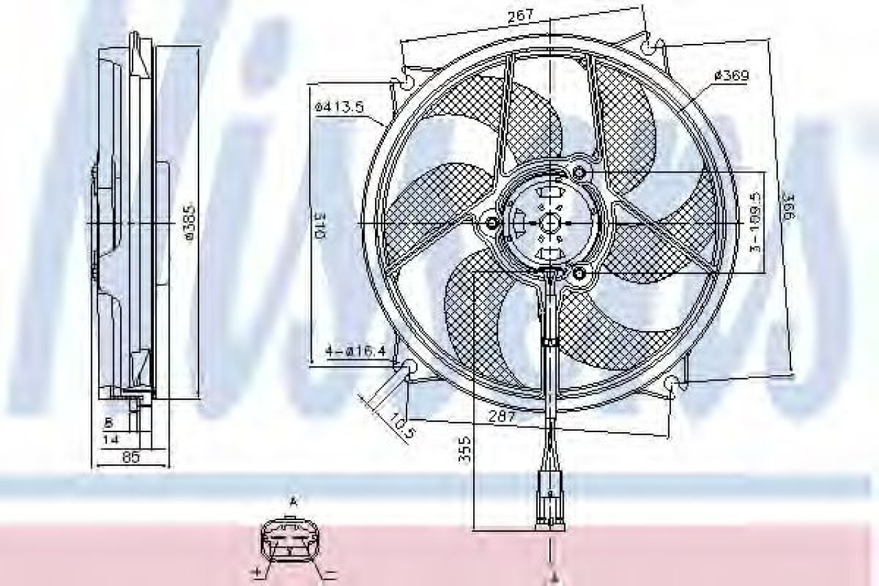 Ventilator, radiator CITROEN C4 Grand Picasso II (2013 - 2016) NISSENS 85561 piesa NOUA