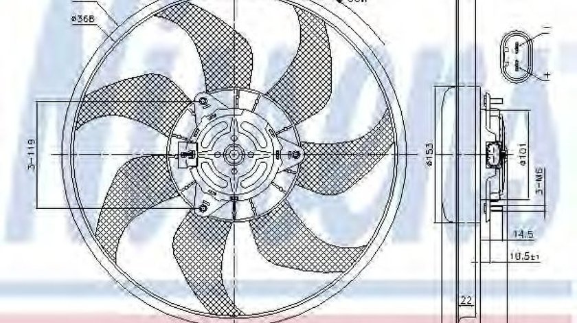 Ventilator, radiator OPEL ADAM (2012 - 2016) NISSENS 85776 piesa NOUA