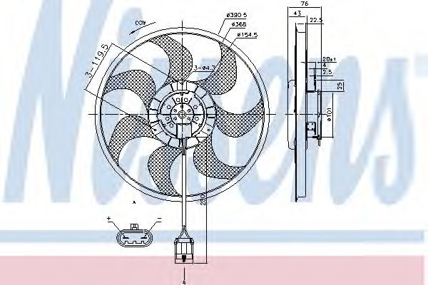 Ventilator, radiator OPEL ZAFIRA B (A05) (2005 - 2016) NISSENS 85784 piesa NOUA