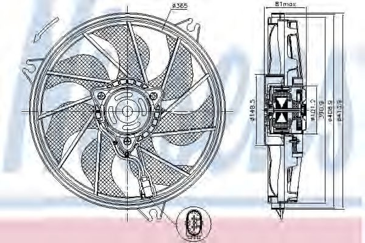 Ventilator, radiator PEUGEOT 206 Hatchback (2A/C) (1998 - 2016) NISSENS 85607 piesa NOUA