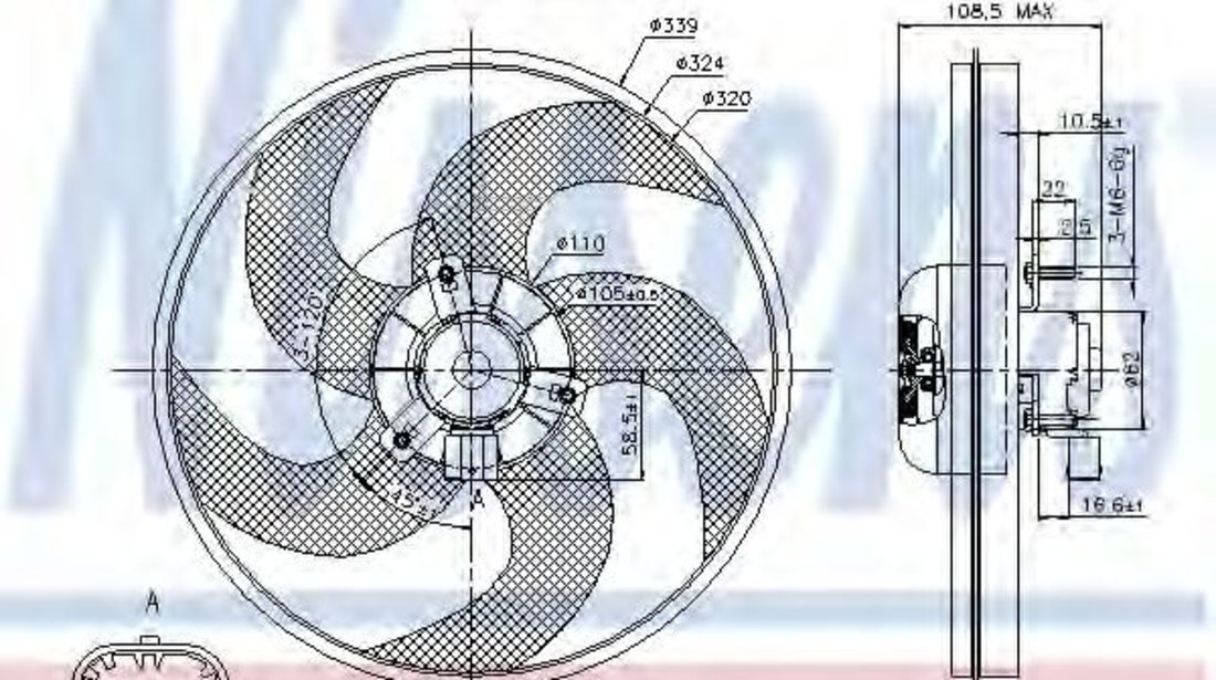 Ventilator, radiator PEUGEOT 206 Hatchback (2A/C) (1998 - 2016) NISSENS 85672 piesa NOUA