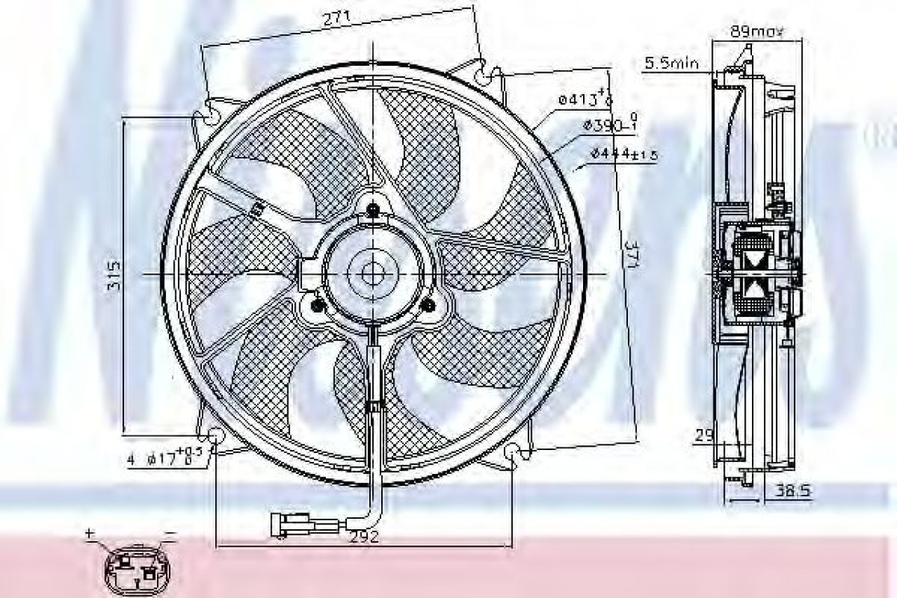 Ventilator, radiator PEUGEOT EXPERT platou / sasiu (2007 - 2016) NISSENS 85606 piesa NOUA