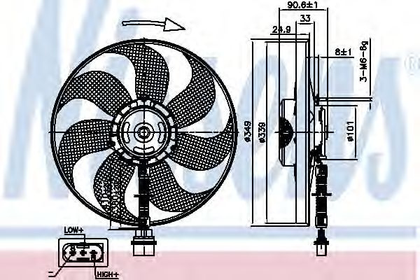 Ventilator, radiator SEAT TOLEDO II (1M2) (1998 - 2006) NISSENS 85544 piesa NOUA