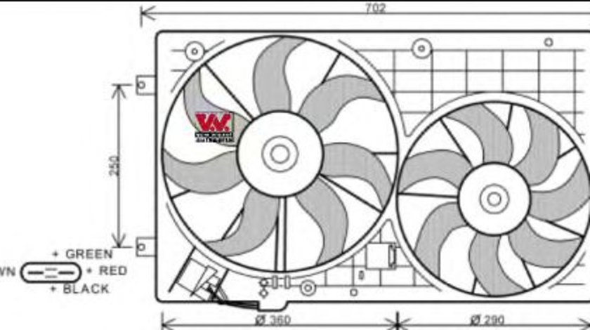 Ventilator, radiator SKODA OCTAVIA II Combi (1Z5) (2004 - 2013) VAN WEZEL 5894748 piesa NOUA