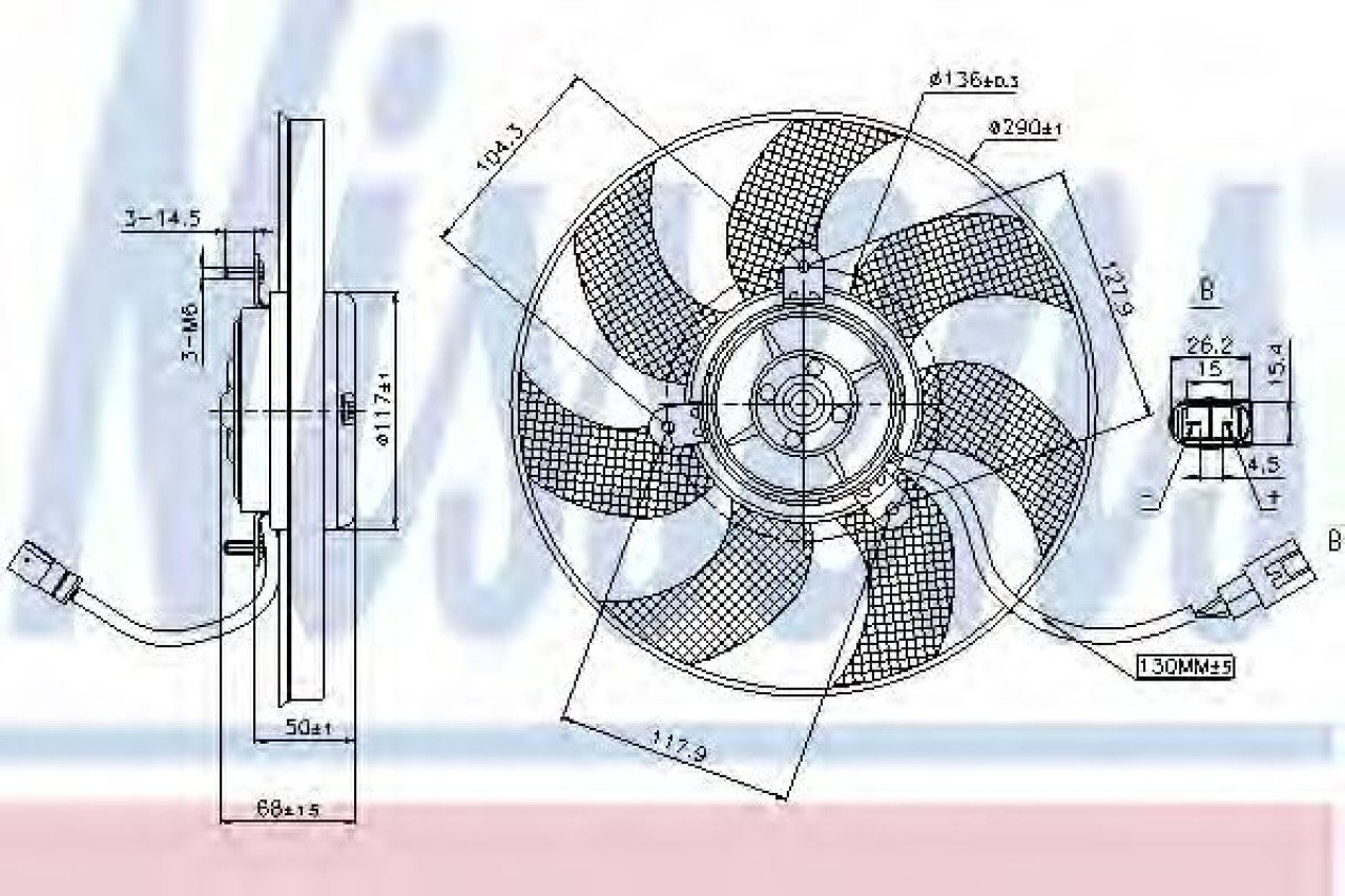 Ventilator, radiator VW CADDY III Caroserie (2KA, 2KH, 2CA, 2CH) (2004 - 2016) NISSENS 85680 piesa NOUA