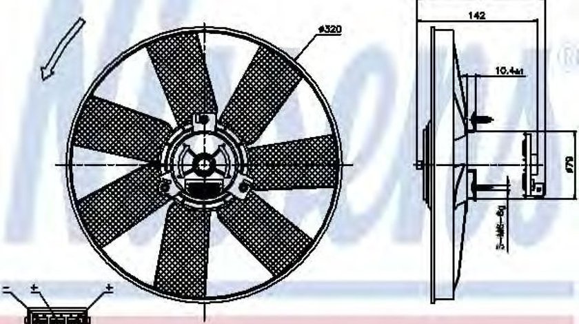 Ventilator, radiator VW GOLF III Cabriolet (1E7) (1993 - 1998) NISSENS 85538 piesa NOUA