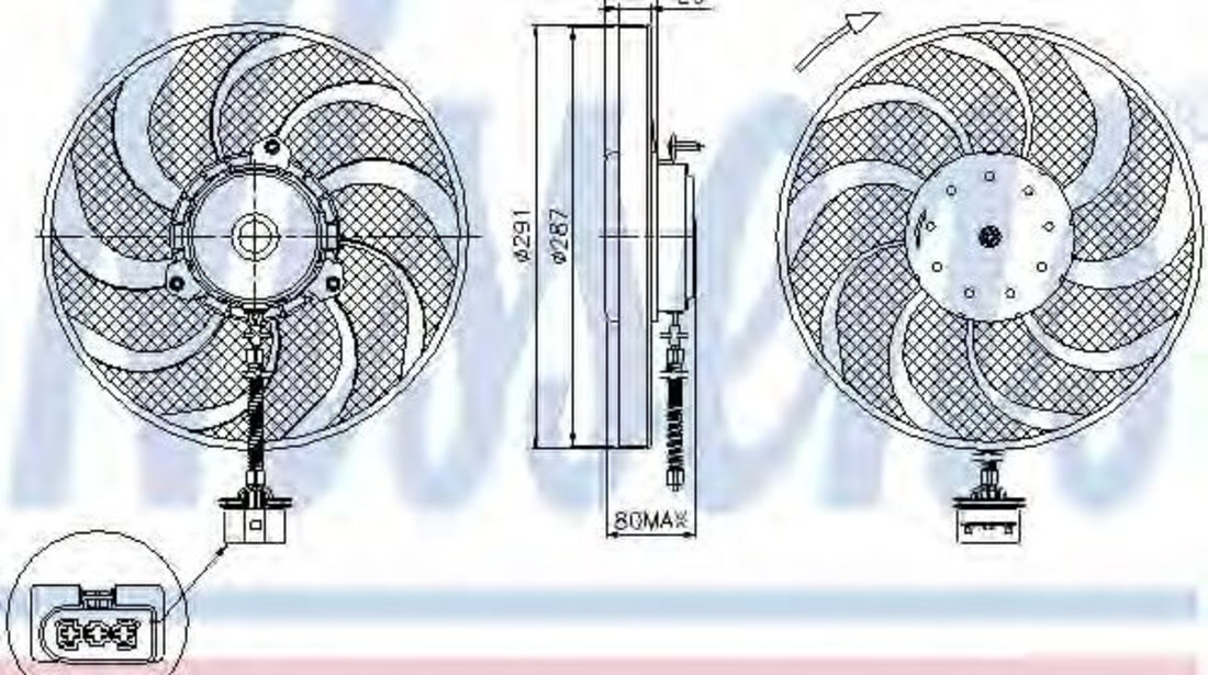 Ventilator, radiator VW GOLF IV (1J1) (1997 - 2005) NISSENS 85545 piesa NOUA