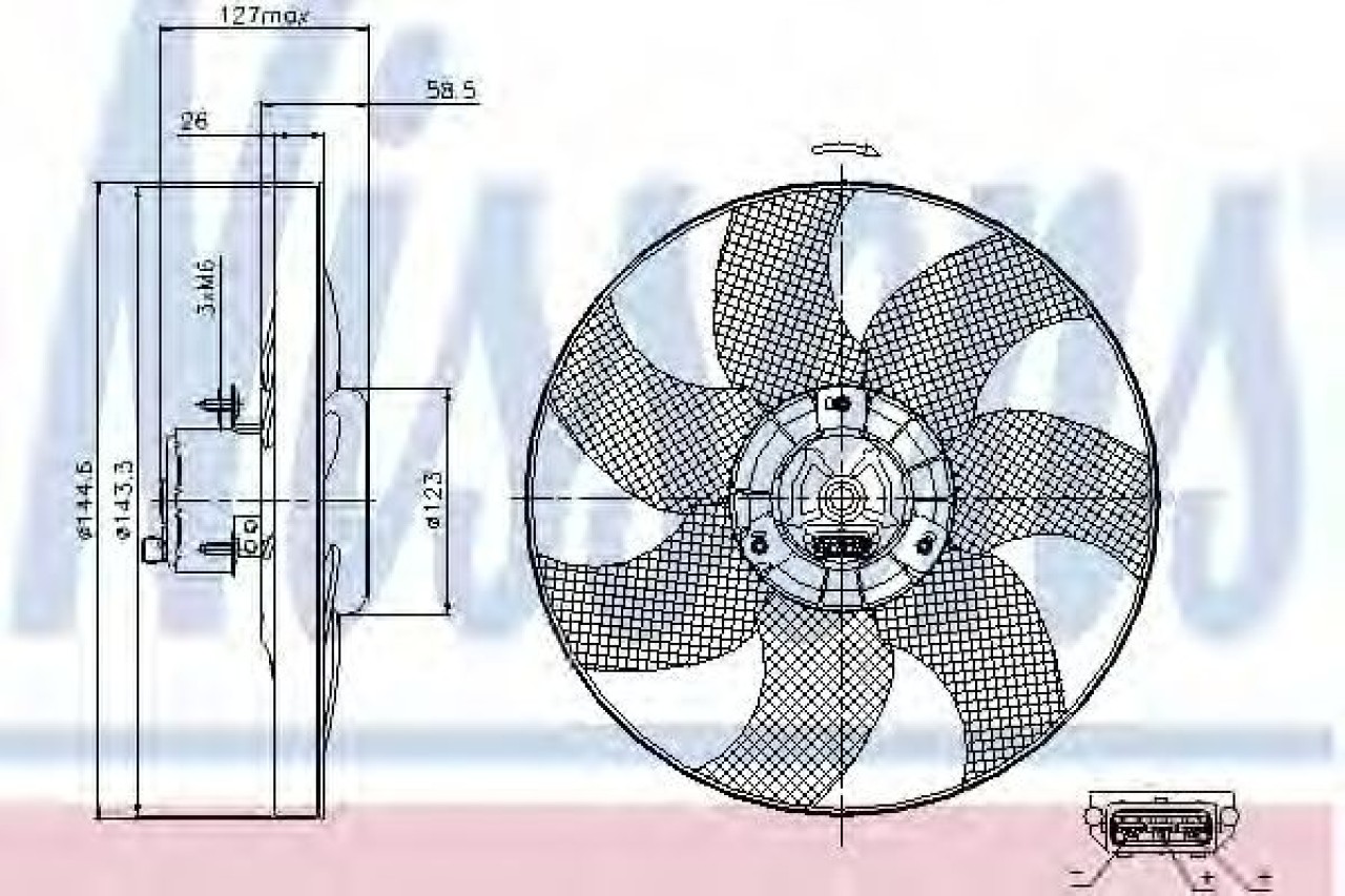 Ventilator, radiator VW SHARAN (7M8, 7M9, 7M6) (1995 - 2010) NISSENS 85542 piesa NOUA