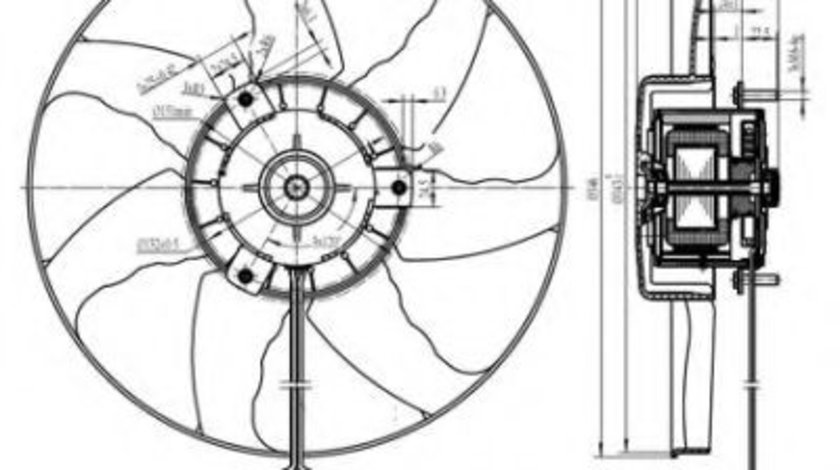 Ventilator, radiator VW TRANSPORTER IV bus (70XB, 70XC, 7DB, 7DW, 7DK) (1990 - 2003) NRF 47428 piesa NOUA