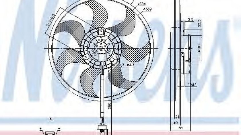 Ventilator, radiator VW TRANSPORTER V bus (7HB, 7HJ, 7EB, 7EJ, 7EF, 7EG, 7HF, 7EC) (2003 - 2016) NISSENS 85805 piesa NOUA