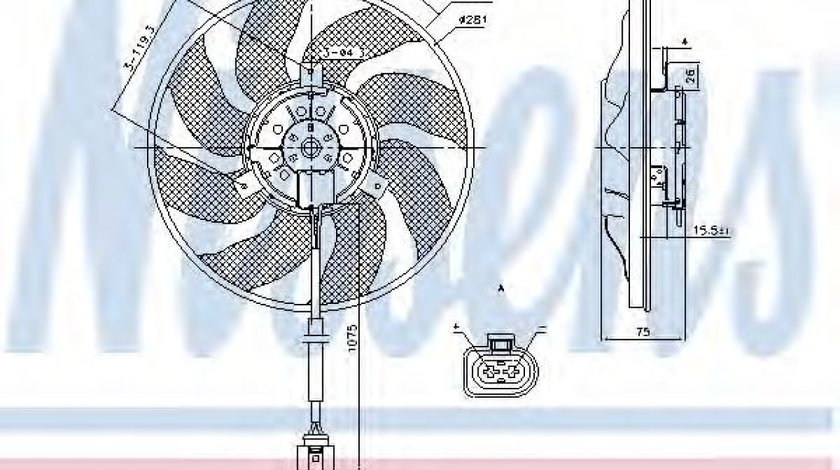 Ventilator, radiator VW TRANSPORTER V bus (7HB, 7HJ, 7EB, 7EJ, 7EF, 7EG, 7HF, 7EC) (2003 - 2016) NISSENS 85806 piesa NOUA