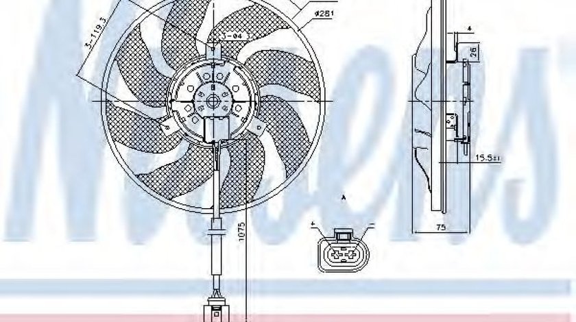 Ventilator, radiator VW TRANSPORTER V platou / sasiu (7JD, 7JE, 7JL, 7JY, 7JZ, 7FD) (2003 - 2016) NISSENS 85806 piesa NOUA