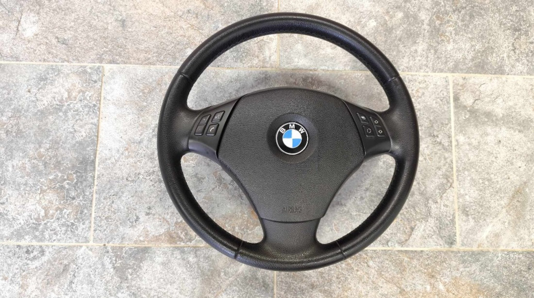 Volan din piele cu comenzi si airbag 3375E901 BMW Seria 3 E90 an fab. 2004 - 2011