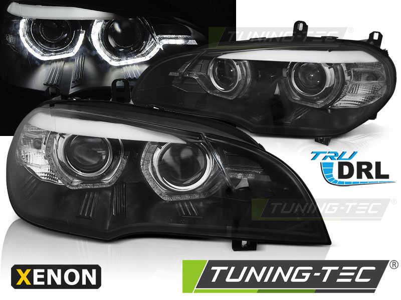 XENON Faruri ANGEL EYES LED DRL BLACK compatibila BMW X5 E70 07-10