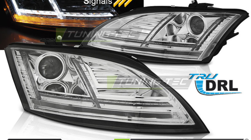 XENON Faruri LED DRL Crom look SEQ compatibila AUDI TT 10-14 8Jwith AFS