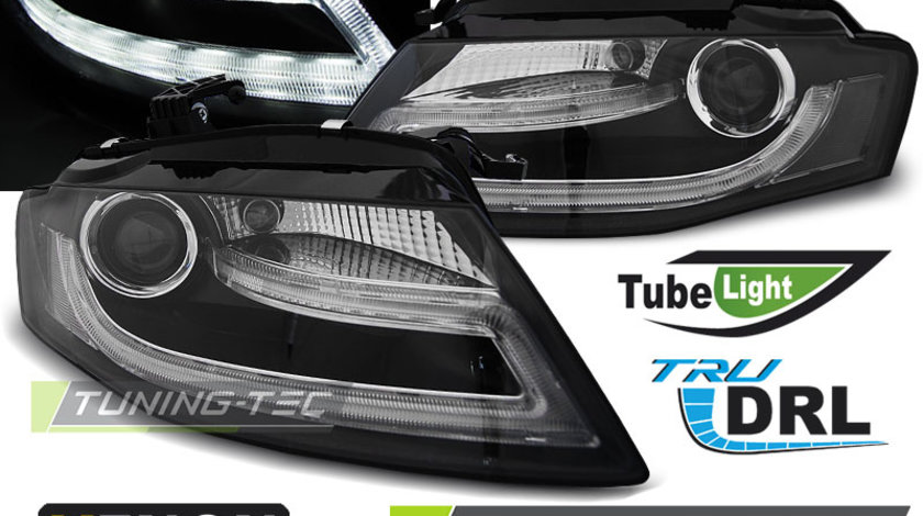 XENON Faruri TRUE DRL BLACK compatibila AUDI A4 B8 04.08-11